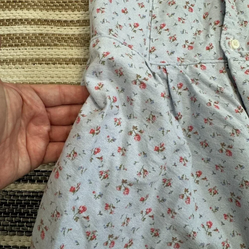 Ralph Lauren Girls Floral Sleeveless Romper Shorts Preppy Light Blue Size 16
